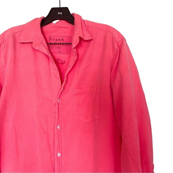 Frank & Eileen Dress Mary Shirt Button-Down Mini Distressed Flamingo L EUC - Picture 5 of 7